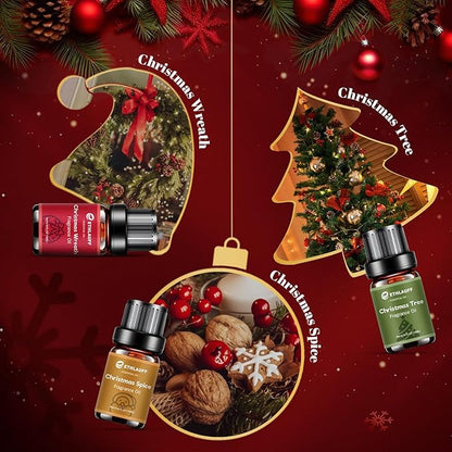 Essential Oils Set,Jingle Bells, Christmas Wreath, Christmas Tree, Christmas Spice, Vanilla Bean Noel, Lavender Marshmallow
