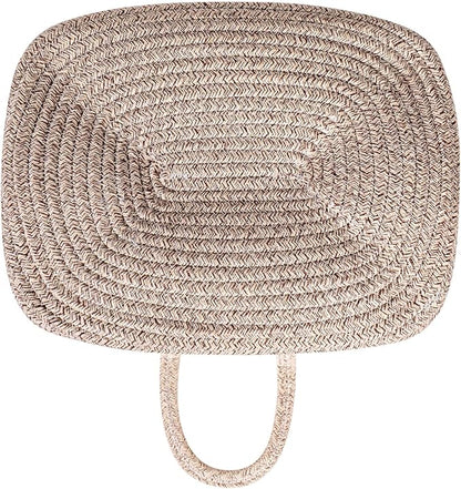 Storage Baskets for Clothes Fabric Cotton Rope Storage Basket with Handles, Decorative Woven Basket for Living Room,Closet Organizer Blankets, and 2bags (Gradient Brown, L14×W11×H14)