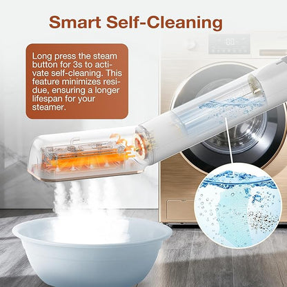 Newbealer 2in1 Travel Iron with Global Voltage, 100-240V Clothes Steamer, Dry Ironing & 2 Steam Levels, Non-Stick Ceramic Soleplate, Fabric Wrinkle Remover, Auto-off, Self Cleaning, No Clamp (Gold)