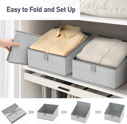 DIMJ Trapezoid Storage Bins, Closet Storage Bins with Handle, Foldable Closet Organizers and Storage Baskets for Toys, Books, Clothes, 8 Packs