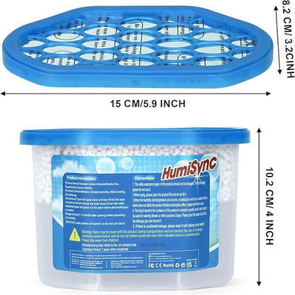 Moisture Absorbers 6 Pack, 16.9oz., Portable Humidity Absorber Boxes for Bathroom, Closet, Kitchen, Dehumidifiers, Attract and Trap Excess Moisture, Convenient and Effective, Blue