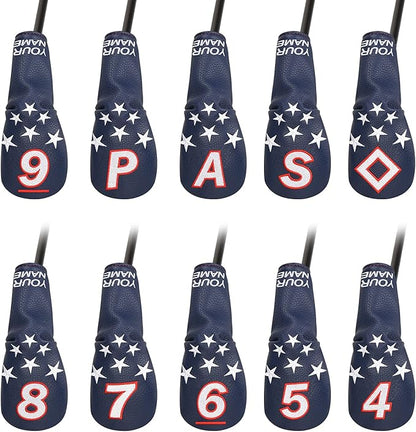 Blue and White Stars Hybrid Iron Head Covers
