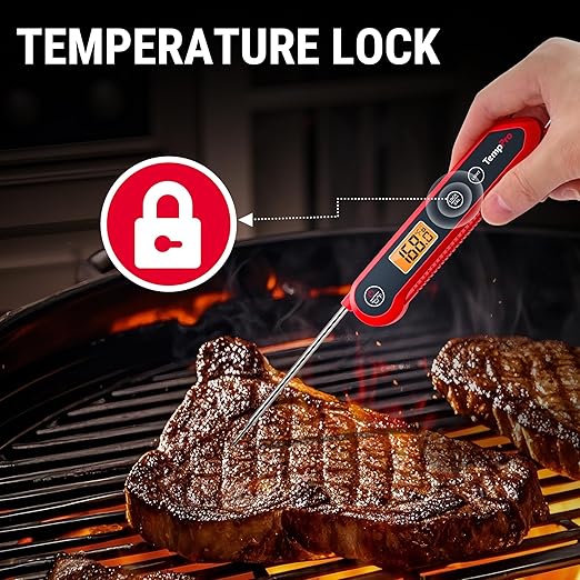 ThermoPro TempPro 3-Sec Instant Read Digital Meat Thermometer, ±0.9°F Accuracy, Waterproof & Backlight Food Thermometer for Cooking, Oil Fry Candy Meat Probe for Kitchen, BBQ, Oven, Grill, Smoker