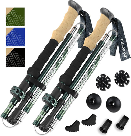 Trekology Trek-Z Collapsible Hiking & Trekking Poles - Balance Support for Seniors, Women, and Men, 2pc Per Set