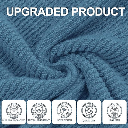 Blue Washcloths 6 Pack, 13"x13" - 100% Cotton | Lightweight | Thick | Quick Dry | Soft | Absorbent, Wash Cloths for Your Face and Body, Hand Towels for Shower, Bathroom Essentials, Denim Blue