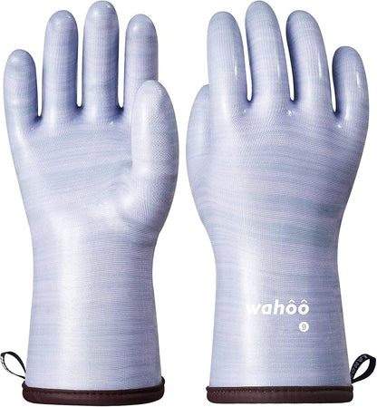 LANON Protection Wahoo Liquid Silicone Smoker Oven Gloves, Food-Contact Grade, Heat Resistant Gloves for Cooking, Grilling, Baking, Purple, L/9
