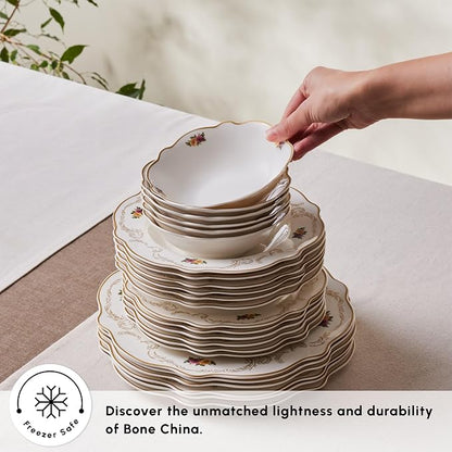 Karaca Forever Bone China Antique 24-Piece Dinner Set