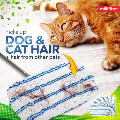 Microfiber Reusable Mop Pads Compatible with Swiffer Sweeper (6-Pack) Washable Mop Pads for Wet & Dry Use (Handle is Not Included)