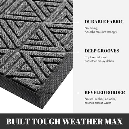 Yimobra Large Door Mat 36x24, All-Weather Waterproof Non-Slip Welcome Matt Outdoor, Heavy Duty Non Slip Doormat for Entryway for Patio and Garage Indoor, Easy Clean, Grey