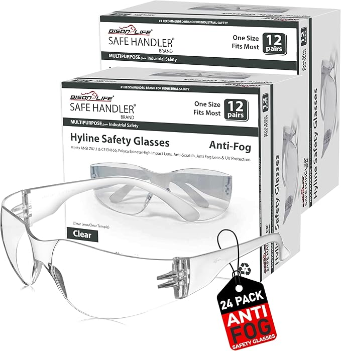 SAFE HANDLER Hyline Anti-Fog Color Safety Glasses Variety, Impact Resistant, Polycarbonate, Anti-Scratch
