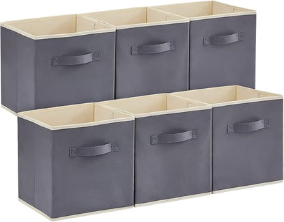 Lifewit Collapsible Fabric Storage Cubes Bins Set 13 Inch, Foldable Cubby Organizers Boxes, 6 Pack Organizing Baskets for Shelf, Closet, Utility Room, Storage Room, 36L Gray