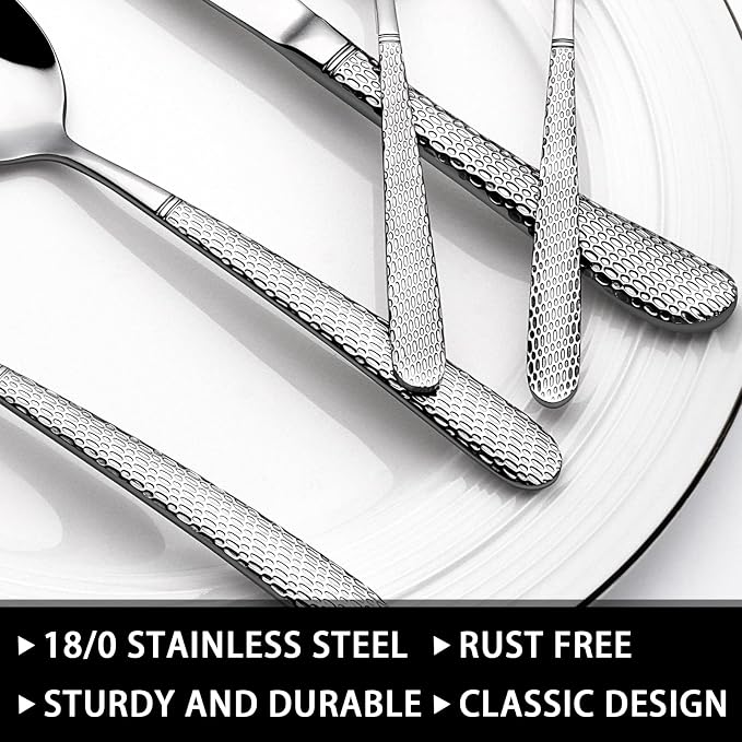 49-Piece Hammered Silverware Set