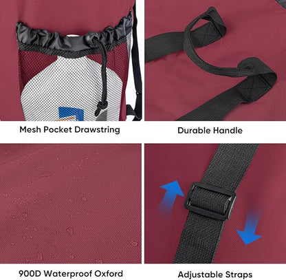 BALEINE 150L Laundry Bag Backpack, 900D Oxford Fabric Large Travel Laundry Bags with Shoulder Straps and 2 Mesh Pockets for College Dorm, Apartment, Laundromat (Red, 150L) ﻿