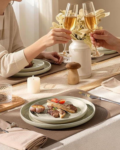 Stoneware Dinnerware Set with Pasta Bowls, Service