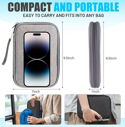 Travel Cable Organizer Bag, Electronics Organizer Tech Pouch with Double Layers for Cords, Chargers, Phone, Earphones, USBs, SD Cards - Travel Essentials Portable Waterproof Tech Pouch