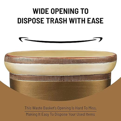 Zahari Home Decorative Trash Can for Bathroom, Office & Bedroom - 2.1 Gallons Stylish & Small Trash Can for Dorms, Desktop & Restroom - Chic Waste Basket for Compact Spaces, Contempo