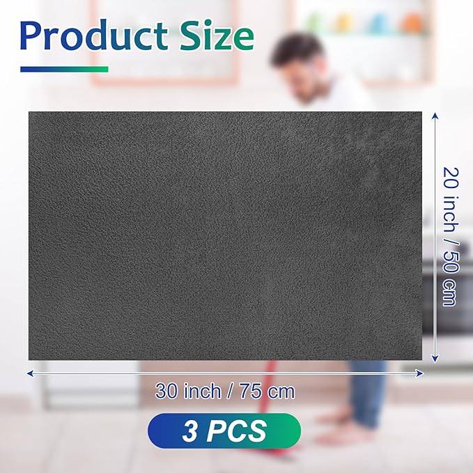 Newwiee 3 Pcs Extra Large Microfiber Cleaning Cloth 30" x 20" Washable Reusable Microfiber Towel Streak Free Lint Free Cloth for Cleaning Home Glass Office Window Bathrooms (Gray)