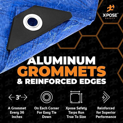 Better Blue Poly Tarp 40' x 50' - Multipurpose Protective Cover - Lightweight, Durable, Waterproof, Weather Proof - 5 Mil Thick Polyethylene - by Xpose Safety
