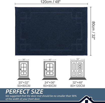 BEQHAUSE Door Mat 32" x 48", Non-Slip Door Mats Indoor Entryway Rugs Washable Low-Profile Absorbent and Stain Resist Floor Mats, Dog Door Mat for Front Back Door, Muddy Wet Shoes & Paws, Navy Blue