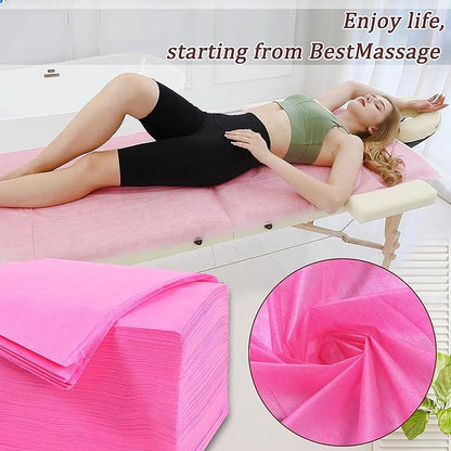 200 Pcs Disposable Bed Sheets 31" x 71" Massage Table Sheets Non Woven Fabric SPA Bed Cover Breathable for Massage Beauty Tattoos(200 Pcs Pink)