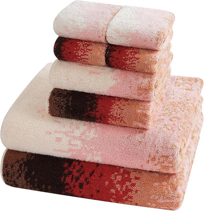 SEMAXE Bathroom Towel Set with Hanging Loop – 8-Piece Yarn Dyed Jacquard Cotton Towels, Oeko-TEX Certified, Soft & Absorbent, Gift-Ready for Bath, Spa, or Guest Use