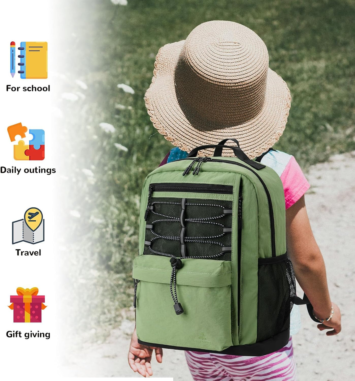 10L Small Size Casual Backpack for Kids Girls Boys Ages 3-9, Mini Waterproof Outdoor Sport Travel Hiking Camping Daypack (Light Blue)