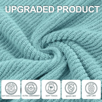 Wash Cloths for Your Face, 6 Pack Large 13"x13" - 100% Cotton | Lightweight | Thick | Quick Dry | Soft | Absorbent, Luxury Facial Towels, Hand Towels for Shower, Bathroom Essentials, Aqua Teal