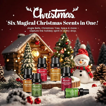 Essential Oils Set,Jingle Bells, Christmas Wreath, Christmas Tree, Christmas Spice, Vanilla Bean Noel, Lavender Marshmallow