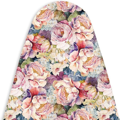 Encasa XO Ironing Board Cover and Pad 49"x18" - Free Silicone Iron Rest & Mesh Cloth - 4mm Felt, Wide Iron Board Cover with Padding - Heat Resistant, Non Slip Drawstring Wildflowers