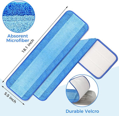 4-Pack Microfiber Cleaning Pads, 18-Inch Microfiber Mop Pads Compatible with Bona Mop, Washable and Reusable Mop Pad Refills for Hardwood Tile Laminate Floors