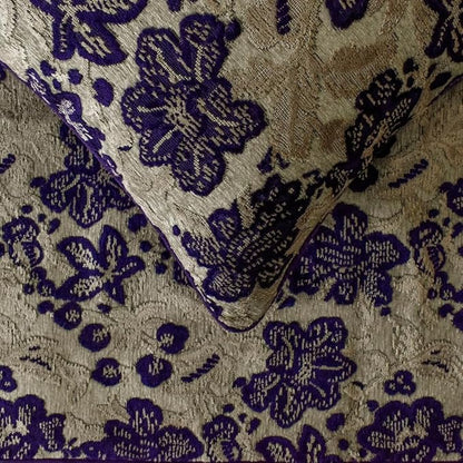 The HomeCentric King/Queen/Twin Purple Designer CA King 86"x18" Bed Runner Without Pillow Cover, Floral, Velvet Bed Scarf on Velvet Fabric - Plum Petal