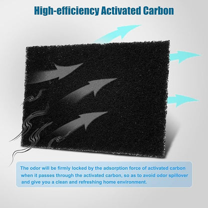 12-Pack Universal Stick-on Trash Can Odor Absorbing Filters, Activated Charcoal Purifying Deodorizer for Trash Cans, Compost Buckets, Countertop and Recycle Bins (Rectangle)