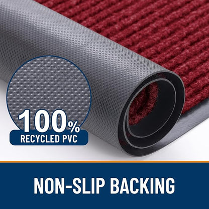 OLANLY Front Door Mat Indoor Outdoor Entrance, Waterproof Heavy Duty Doormat, Fade Resistant, Low Profile, Easy Clean Patio Porch Welcome Floor Mats for Entry, 33x21, Wine Red
