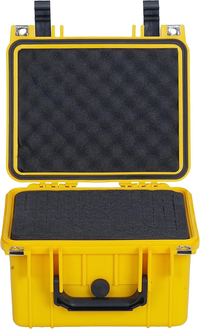 MEIJIA Portable All Weather IP67 Waterproof Camera Case,hard case with Customizable Fit Foam,Fit Use of Drones,Camera,Equipments,10.62 x9.68x6.87inches (Yellow)