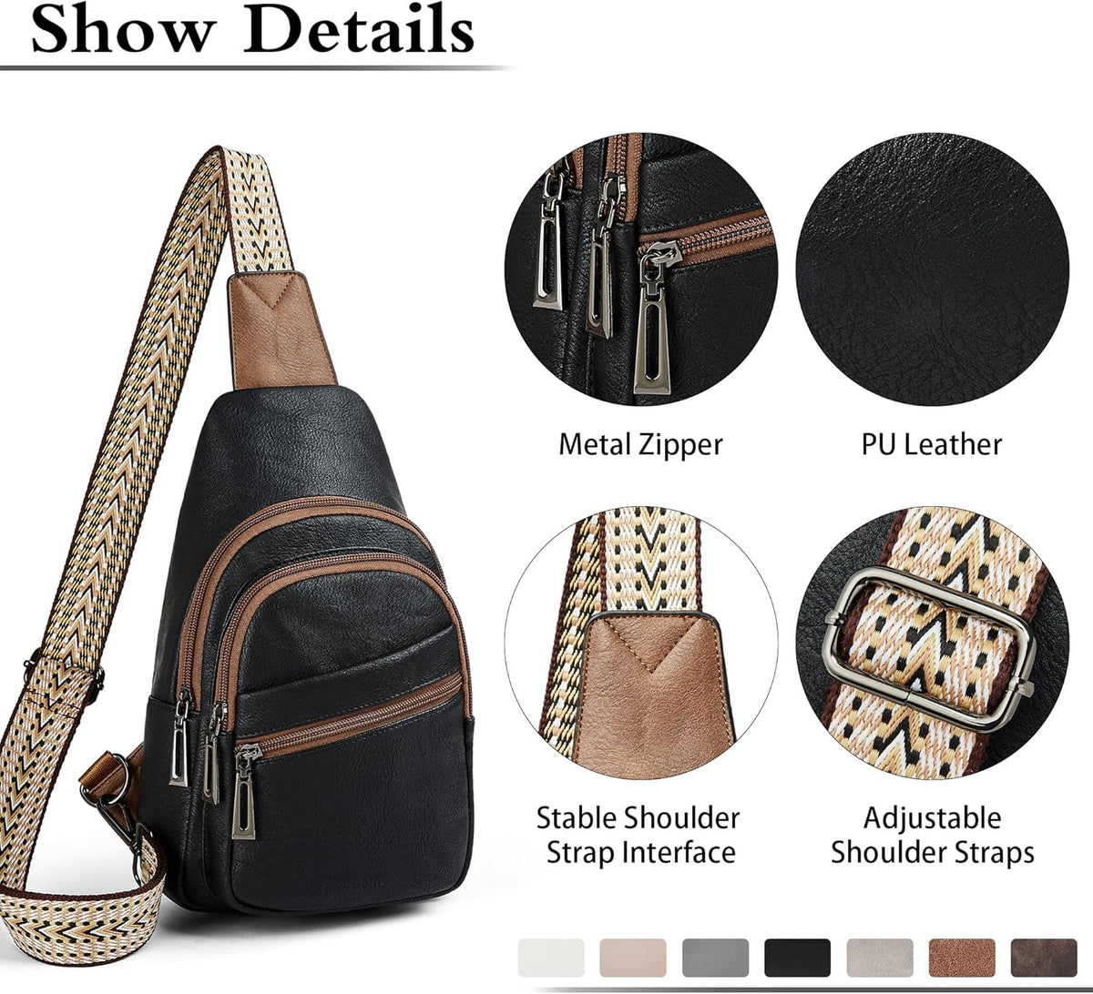 Sling Bag Crossbody Bags for Women Small Cross Body Bag Fanny Packs Chest Sling Purse for Daily Travel Leisure Sport