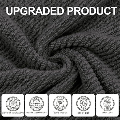 3 Piece Towel Sets for Bathroom, Grey Towels for Showering - 100% Cotton | Quick Dry | Soft | Thick, 1 Large Bath 30" x 56", 1 Hand 18" x 28", 1 Wash Cloth 13" x 13", Bathroom Essentials