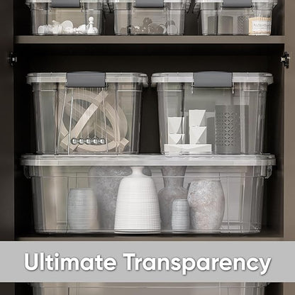 Superio Clear Storage Boxes with Lids, 16 Quart Plastic Container Bins for Organizing, Stackable Crates, BPA Free, Non Toxic, Odor Free, Organizers for Home, Office, School, and Dorm