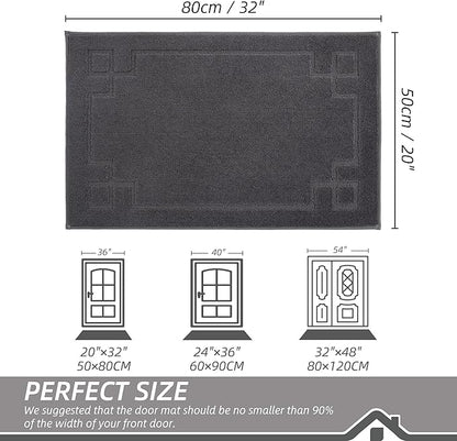 BEQHAUSE Door Mat 20" x 32", Non-Slip Door Mats Indoor Entryway Rugs Washable Low-Profile Absorbent and Stain Resist Floor Mats, Dog Door Mat for Front Back Door, Muddy Wet Shoes & Paws, Dark Grey