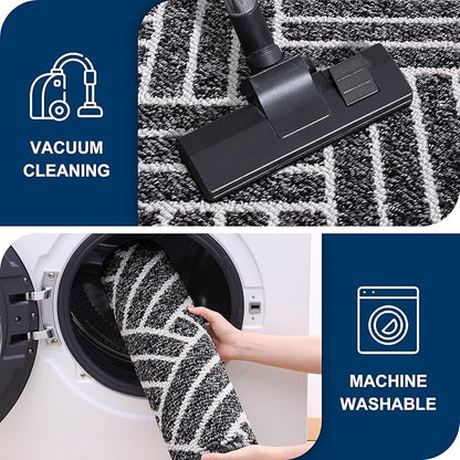 OLANLY Large Indoor Door Mat, 59x35 Inch, Dirt Resistant and Absorbent, Non-Slip Rubber Backing Floor Mats, Easy Clean Low-Profile Doormat for Entryway, Front Door, and Inside Entrance, Black