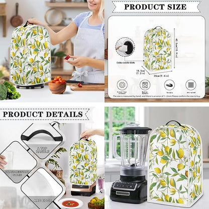 Fruit Theme Lemon Printed Appliance Covers Set Washable Kitchen Blender Dust Cover Bread Maker Toaster Cover 4 Slice Kitchen Accessories Size L