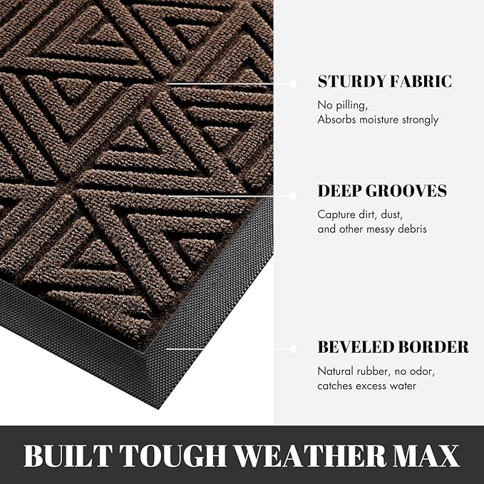 Yimobra Front Door Mat Outside Entrance 72 x 24, Waterproof and Washable Outdoor Mat, Non Slip Rubber Backing, Heavy Duty Welcome Matt for Home Entry Floor Porch Garage Office, Low Profile, Brown