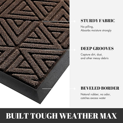 Yimobra Front Door Mat Outside Entrance 72 x 24, Waterproof and Washable Outdoor Mat, Non Slip Rubber Backing, Heavy Duty Welcome Matt for Home Entry Floor Porch Garage Office, Low Profile, Brown