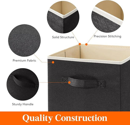 Lifewit 12 Packs Storage Cubes, 11 Inch Cube Storage Bins, Foldable Decorative Fabric Storage Baskets for Organizing Home Organizers with Handles for Shelves, Closet, Black