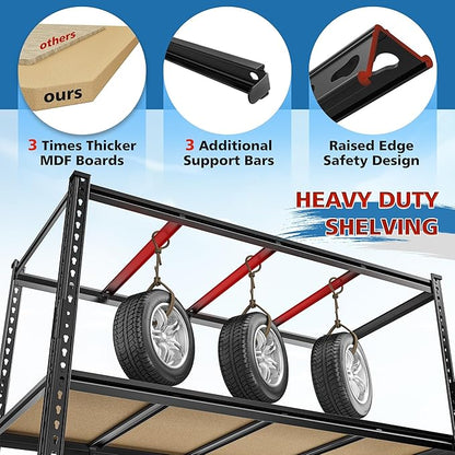 59.8"W Metal Shelving 59.8"H Storage Shelves 2200LBS Garage Shelving Adjustable Metal Shelves Heavy Duty 4 Tier Pantry Shelf for Basement Warehouse Pantry Supermarket 59.8"W x 24"D x 59.8"H