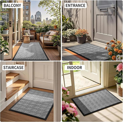 Yimobra Large Door Mat Outside Entrance 47x32, Waterproof Heavy Duty Outdoor Mats for Front Door, Non Slip Rubber Entry Mat for Garage Patio, Easy Clean, Grey