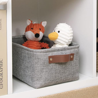 DULLEMELO Small Collapsible Fabric Basket for Organizing, Shelves, Closets, Laundry, Nursery, Decorative Gift Basket (Gray)