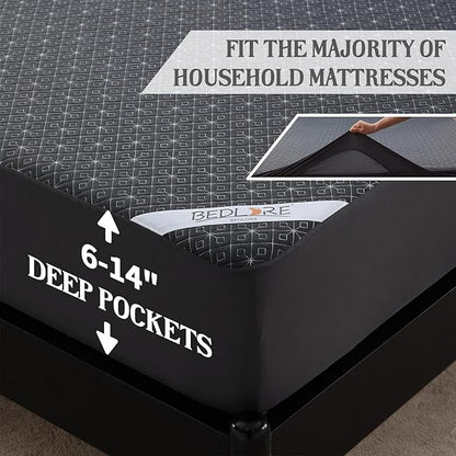 BEDLORE Twin Mattress Protector, Waterproof Noiseless Mattress Cover with Stretchable Pockets for 6-15 inches Mattress, Soft Breathable Mattress Pad Machine Washable (Dark Gray)