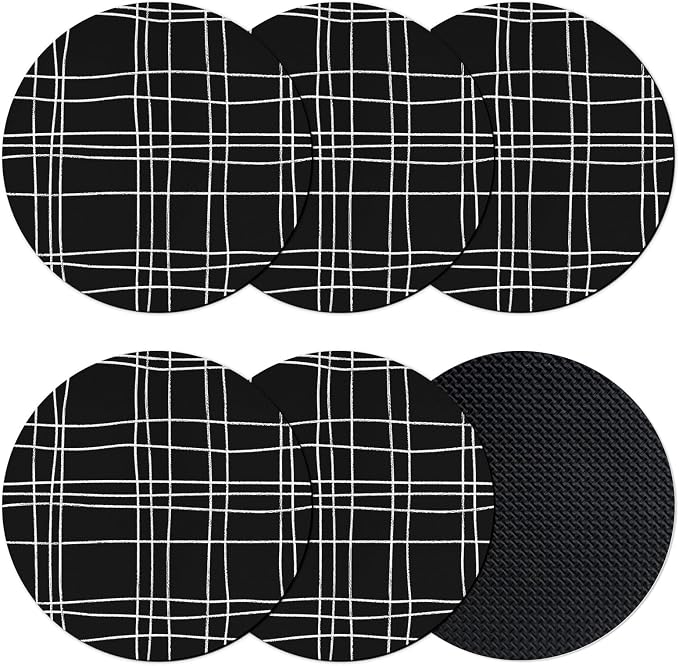 Simple Grid Coasters Set of 6 Absorbent Coasters