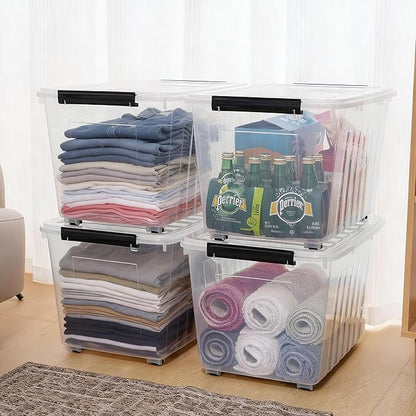 Citylife 82 QT Clear Plastic Storage Bins with Lids Stackable and Nestable Storage Boxes with Lids Large Plastic Storage Containers for Garage, Closet, Kitchen, 6 Packs