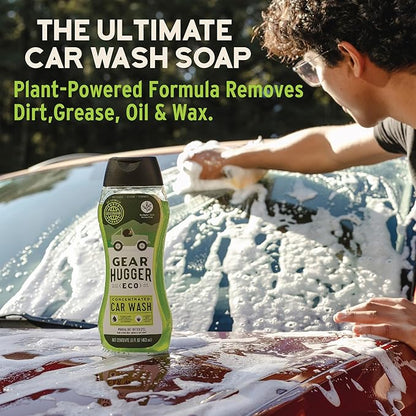 Gear Hugger Car Wash Soap (16 oz, Pack of 1) – Eco-Friendly Car Cleaner, Biodegradable Car Wash with Natural Saponins & Eucalyptus – Safe Car Soap for All Vehicle Surfaces